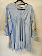 ZARA COTTON LINEN DRESS LIGHT BLUE SIZE M