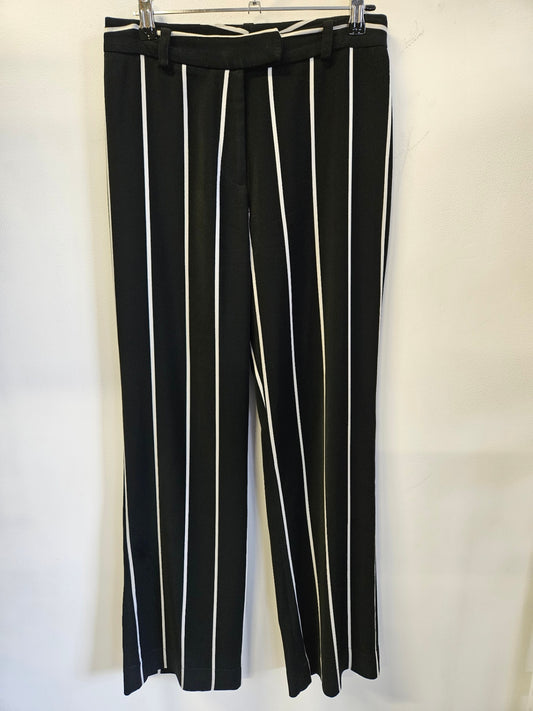 SIMONA VISCOSE BLEND PANTS BLACK AND WHITE STRIPE SIZE 8