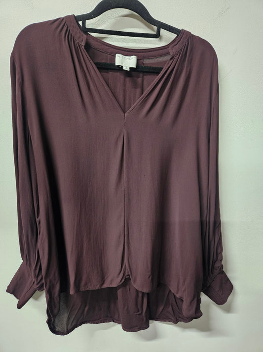 WITCHERY VISCOSE LONG SLEEVE TOP WINE SIZE S
