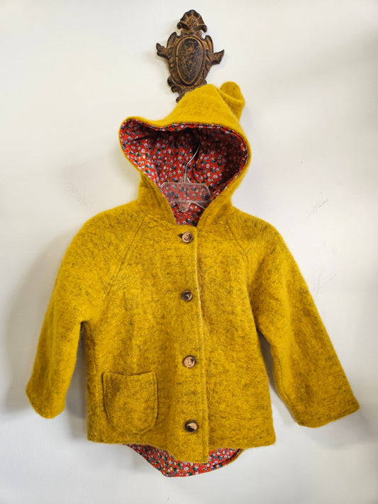 KLEIN SCHUBBJUK WOOL COAT MUSTARD SIZE 2