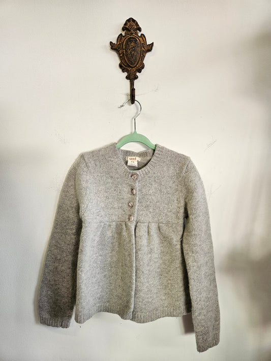 SEED WOOL CARDIGAN GREY SIZE 8