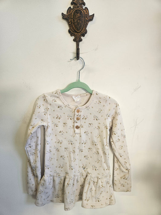 JAMIE KAY COTTON LONG SLEEVE TOP CREAM FLORAL SIZE 5
