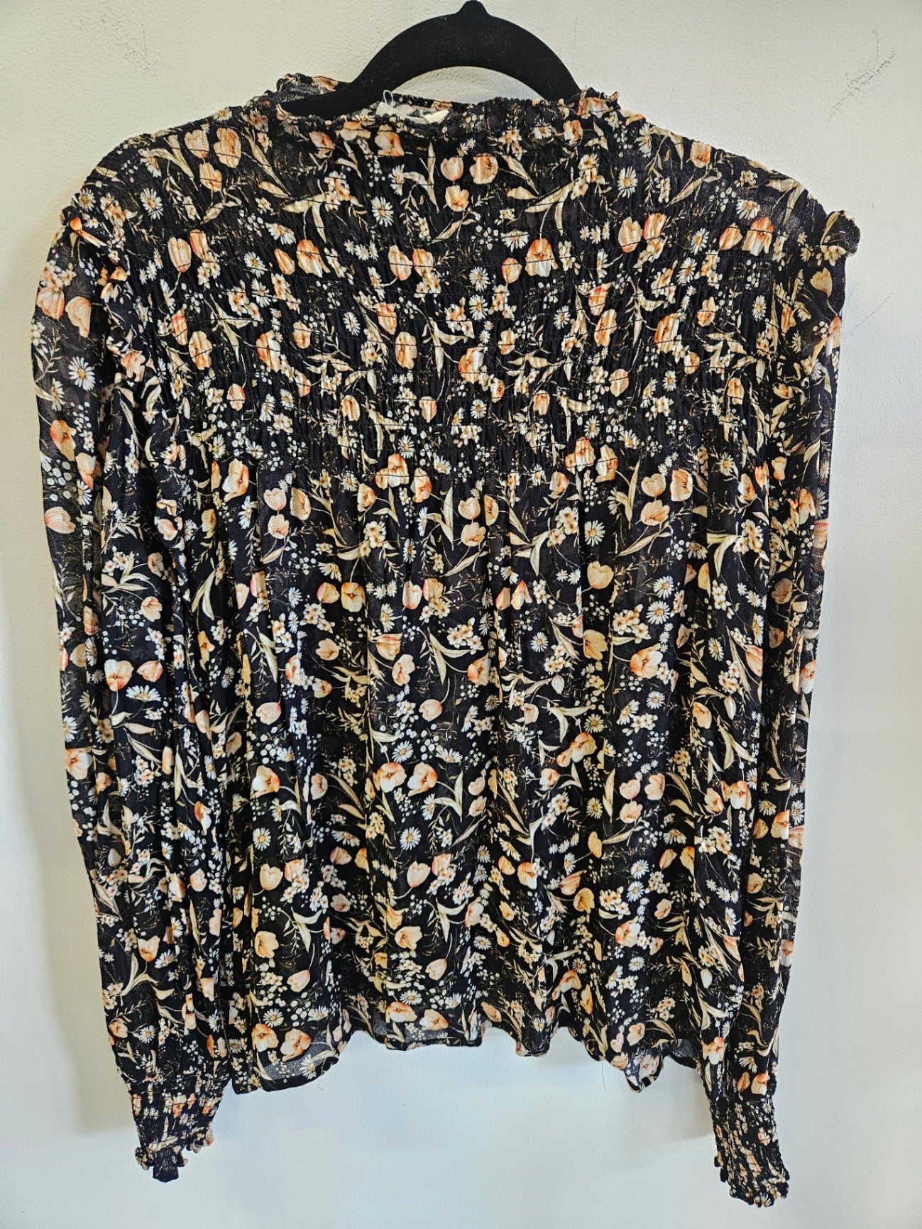 MAX VISCOSE LONG SLEEVE TOP BLACK FLORAL SIZE 8