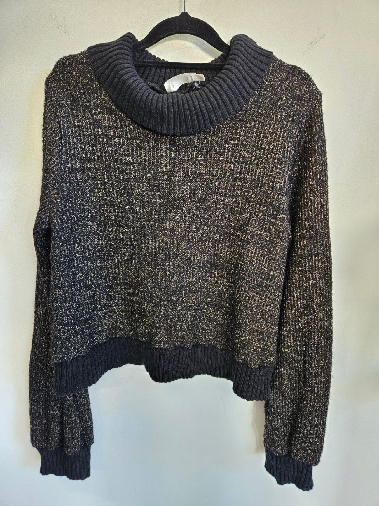 PIA WOOL BLEND KNITTED SWEATER BLACK GOLD SIZE XS