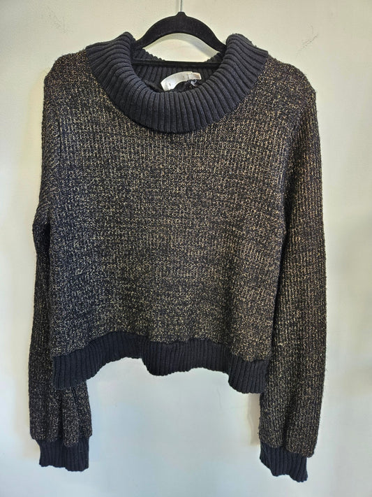 PIA WOOL BLEND KNITTED SWEATER BLACK GOLD SIZE XS