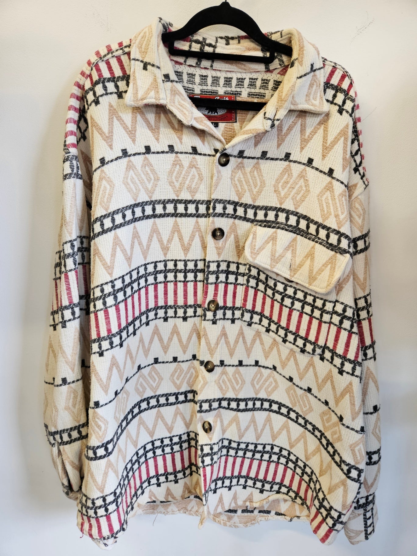 TRUE GRIT COTTON JACKET CREAM RED BLACK BEIGE SIZE L