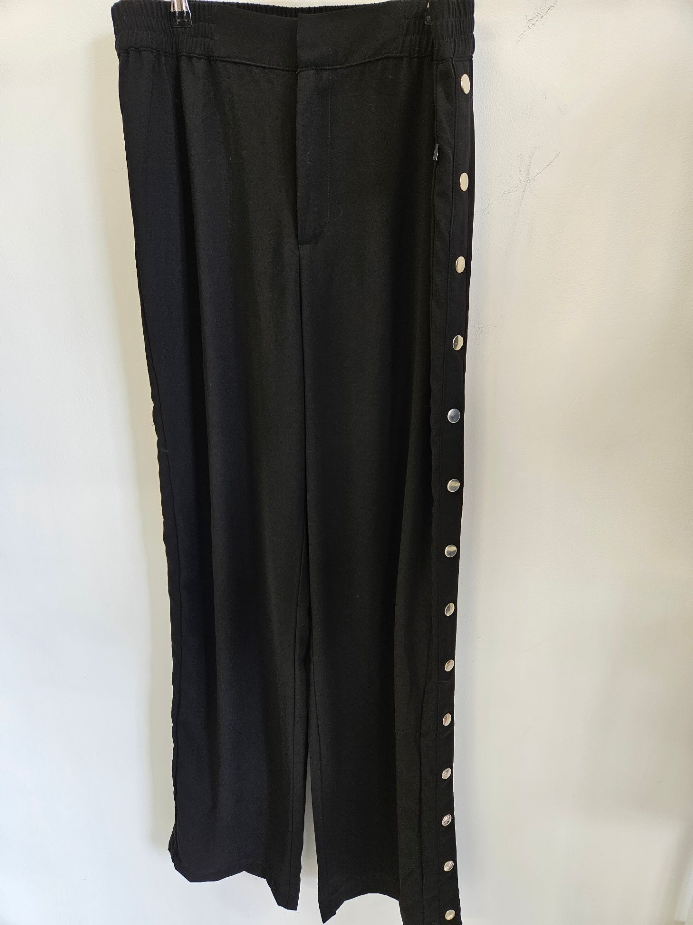 FEDERATION POLYESTER PANTS BLACK SILVER SNAP SIZE L