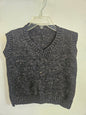 HOMEMADE WOOL BLEND KNITTED VEST DARK BROWN SIZE 5