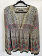 METRO POLYESTER LONG SLEEVE TOP PAISLEY GOLD SIZE 12