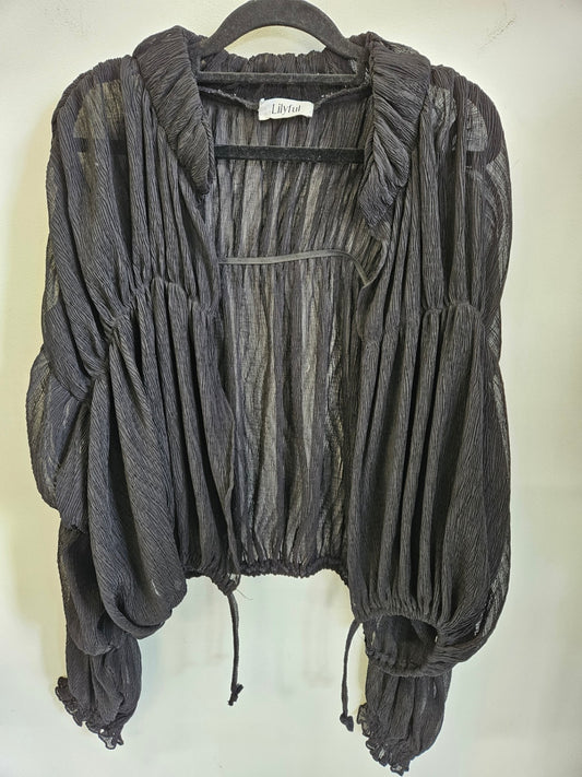 LILLYFUL CHIFFON DRESSY CARDIGAN BLACK SIZE M