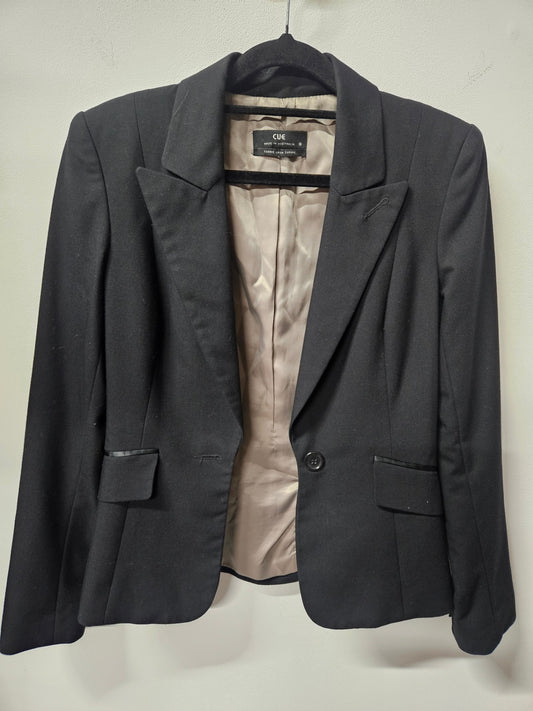 CUE VISCOSE BLEND BLAZER BLACK SIZE 6