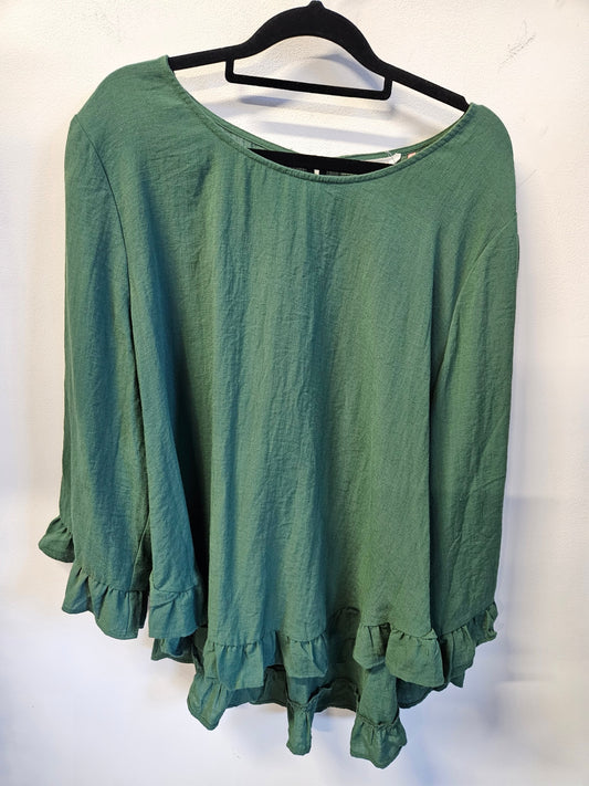 WHISTLE LINEN LONG SLEEVE TOP GREEN SIZE 18