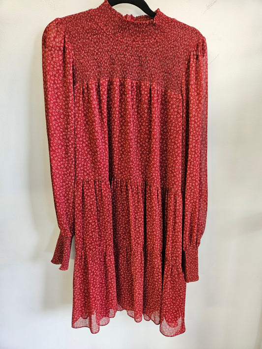 WHISTLE CHIFFON LONG SLEEVE MIDI DRESS RED FLORAL SIZE 12