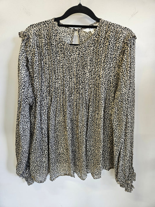 MAX VISCOSE LONG SLEEVE TOP BEIGE LEOPARD SIZE 8
