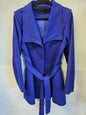 JIGSAW WOOL BLEND BELTED COAT Blue SIZE 10