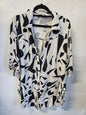 VINE APPAREL COTTON SHORT SLEEVE TOP BLACK WHITE ABSTRACT SIZE M/L