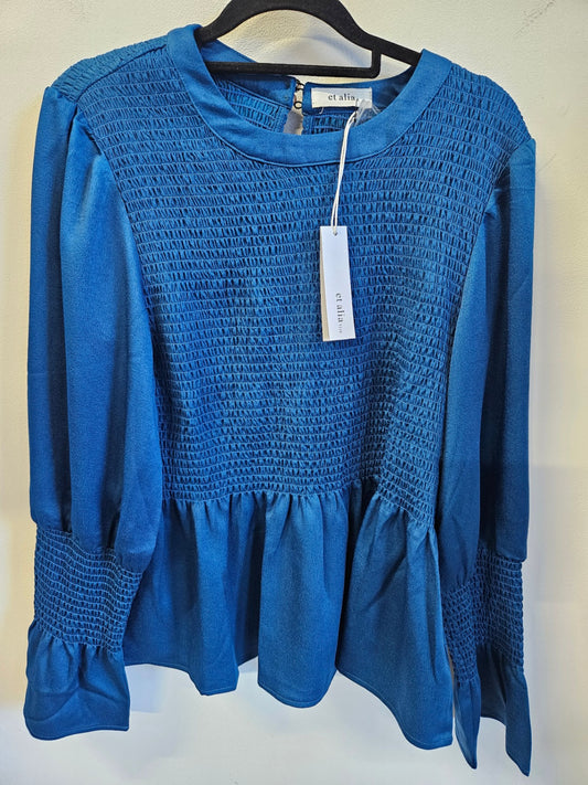 ET ALIA POLYESTER LONG SLEEVE TOP BLUE SIZE S