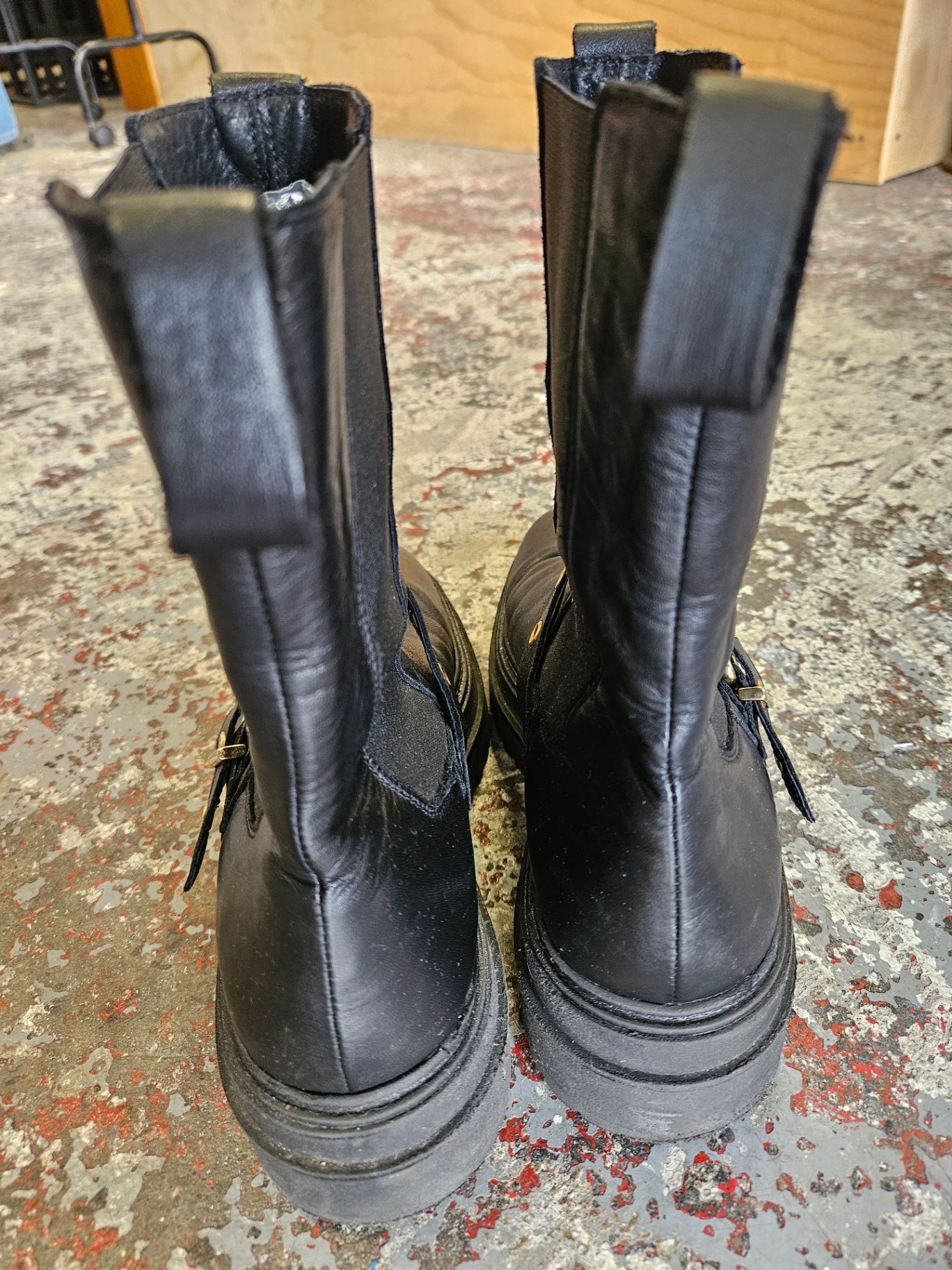 ISABELLA ANSELMI LEATHER BIKER BOOTS BLACK GOLD SIZE 40