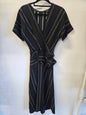 CUE VISCOSE DRESS BLACK WITH WHITE ZIG ZAG SIZE 6