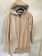 ADDISON COTTON ZIP UP HOODED SWEATSHIRT BEIGE SIZE 10