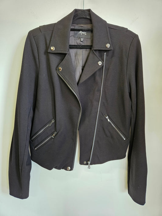 MAX RAYON SPANDEX BLEND BIKER STLYE JACKET BLACK SIZE 10