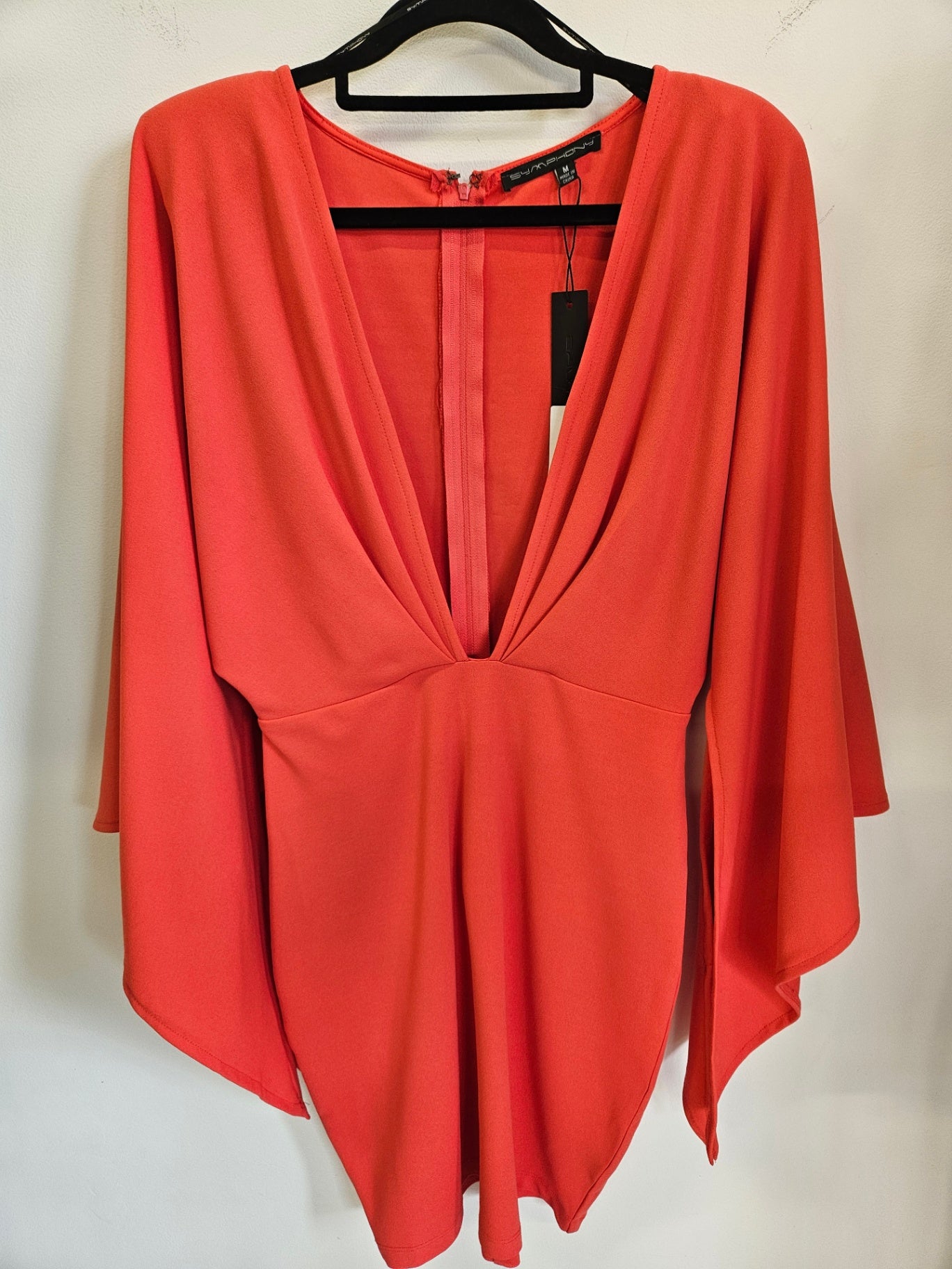 SYMPHONY LONG SLEEVE FORMAL MINI DRESS WATERME;LON SIZE M