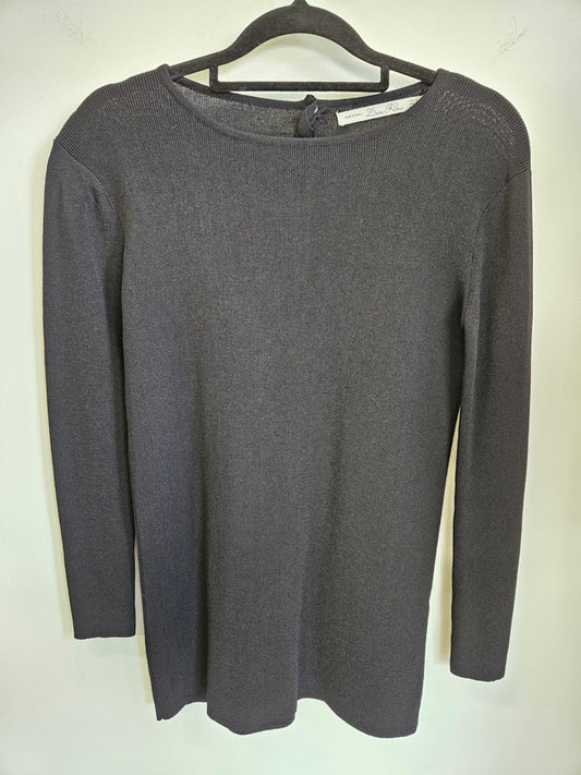 ZARA VISCOSE KNIT LONG SLEEVE TOP BLACK SIZE S