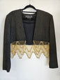 VINTAGE THORNTON HALL TEXTURED BEADED CROPPED JACKET BLACK GOLD SIZE 10