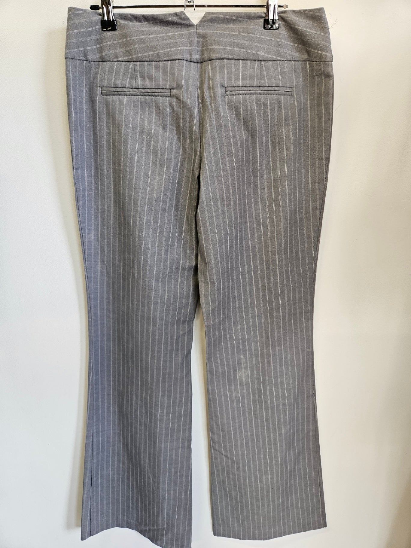 MAX COTTON BLEND TAILORED LOW WAIST WIDE LEG PANTS GREY PINSTRIPE SIZE 10