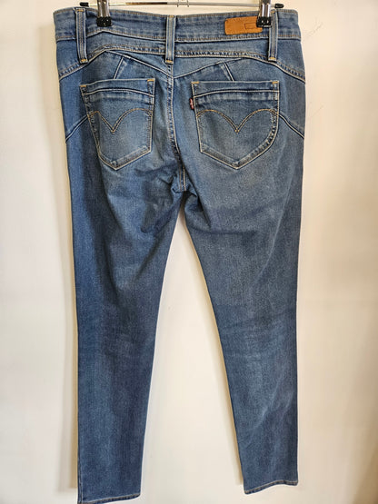 LEVI DEMI CURVE DENIM LOW RISE SKINNY JEANS MID BLUE SIZE 28