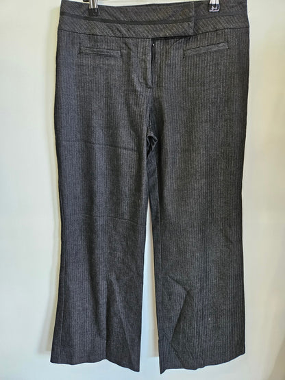 MAX COTTON BLEND TAILORED LOW RISE WIDE LEG PANTS BLACK GREY STRIPE SIZE 10