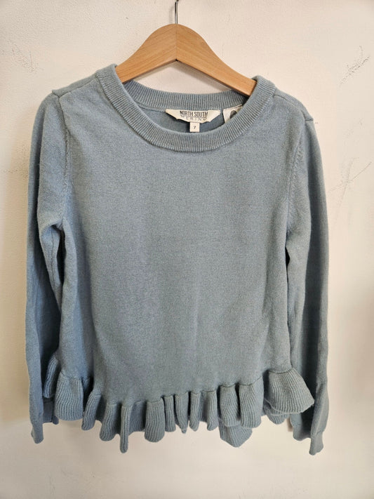 NORTH SOUTH MERINO KNITTED SWEATER PALE BLUE SIZE 7Y