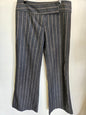 MAX COTTON BLEND TAILORED LOW RISE WIDE LEG PANTS GREY BEIGE PIINSTRIPE SIZE 10