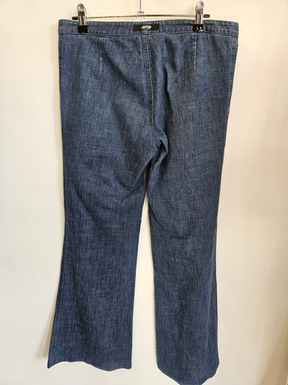VINATAGE SISSY DENIM LOW WAIST WIDE LEG JEANS DARK BLUE SIZE 10