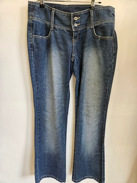 VINTAGE BILLABONG DENIM WIDE LEG LOW WAIST JEANS MID BLUE SIZE 11