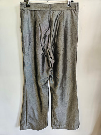 SYRUP COATED DENIM MID RISE WIDE LEG JEANS SILVER SIZE 8