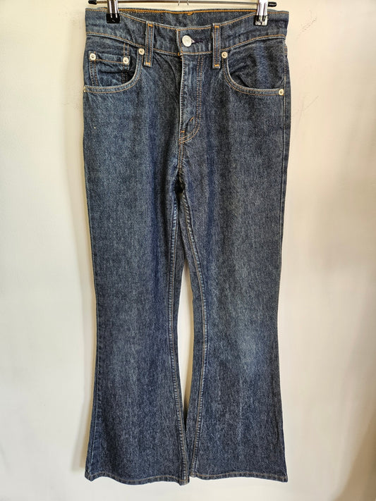 LEVIS 450 DENIM MID RISE FLARED JEANS Dark Blue SIZE 25/32