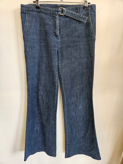 VINATAGE SISSY DENIM LOW WAIST WIDE LEG JEANS DARK BLUE SIZE 10