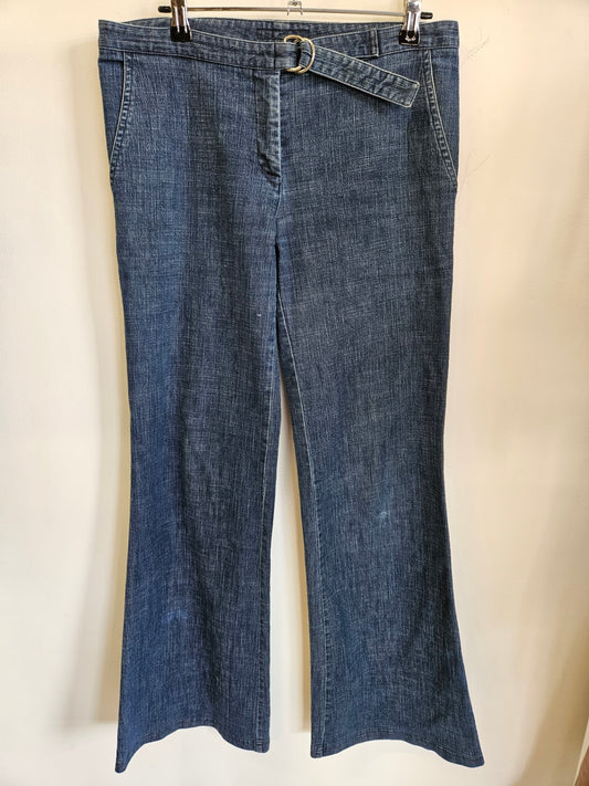 VINATAGE SISSY DENIM LOW WAIST WIDE LEG JEANS DARK BLUE SIZE 10