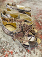 HAILWOOD MI PIACI COLAB LEATHER HIGH HEELS BRONZE GOLD SNAKE SIZE 39