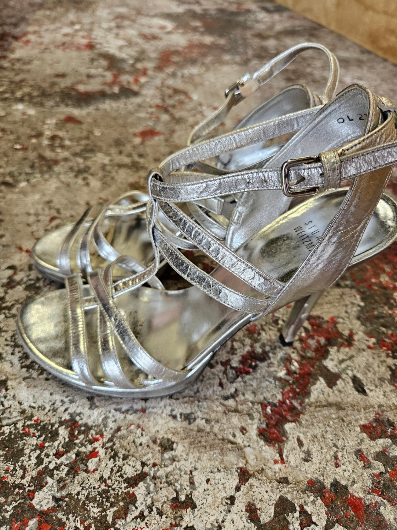 STUART WEITZMAN LEATHER HIGH HEEL SHOES Silver SIZE 39