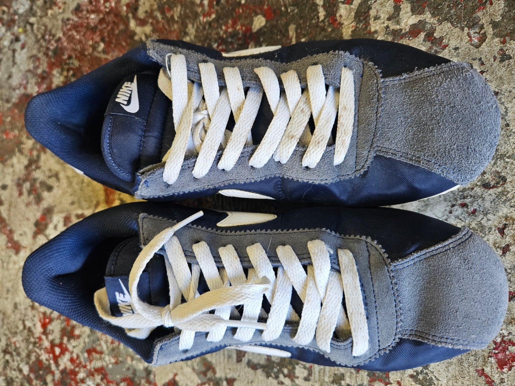 NIKE CORTEZ SUEDE NYLON SNEAKERS NAVY GREY SIZE US10