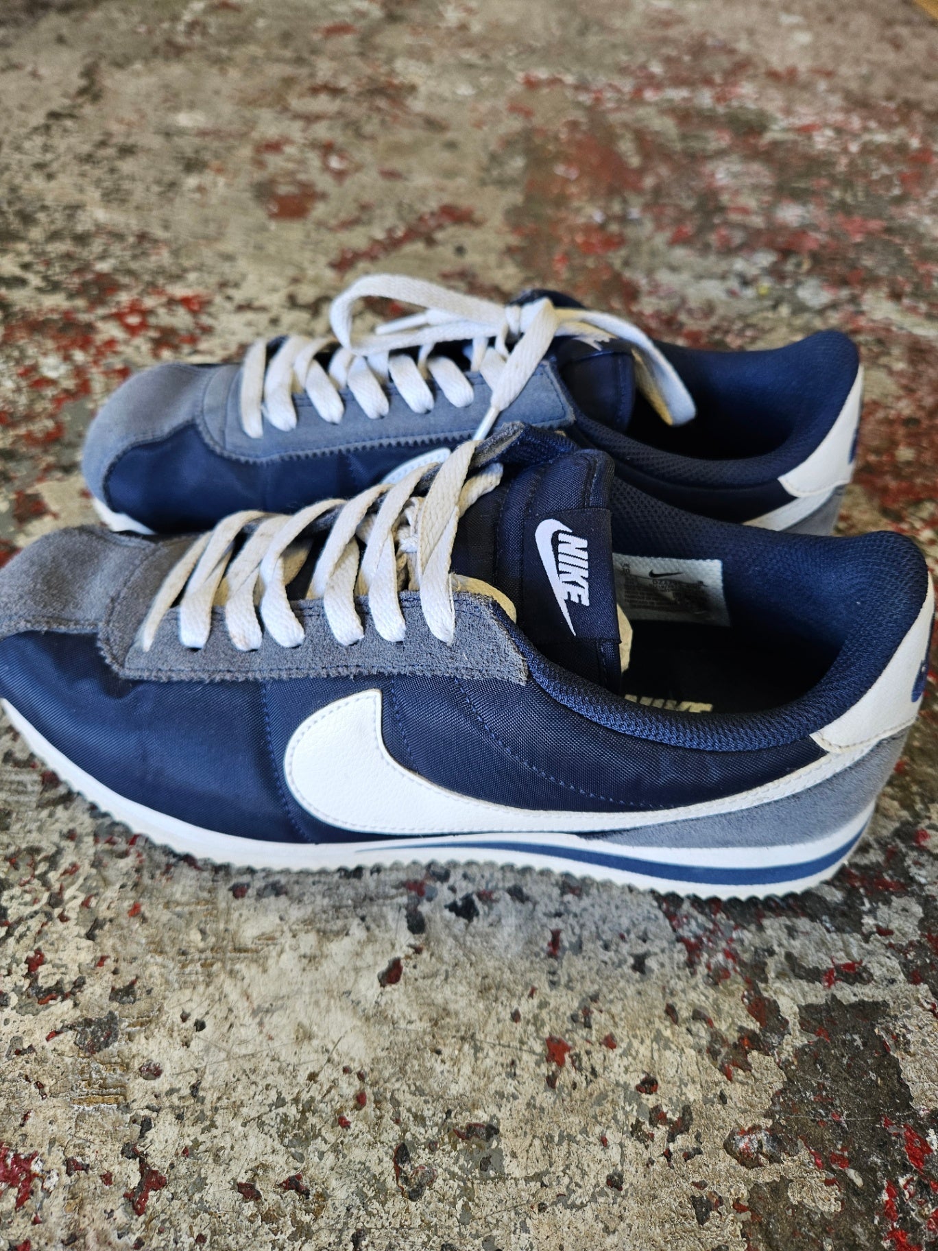 NIKE CORTEZ SUEDE NYLON SNEAKERS NAVY GREY SIZE US10