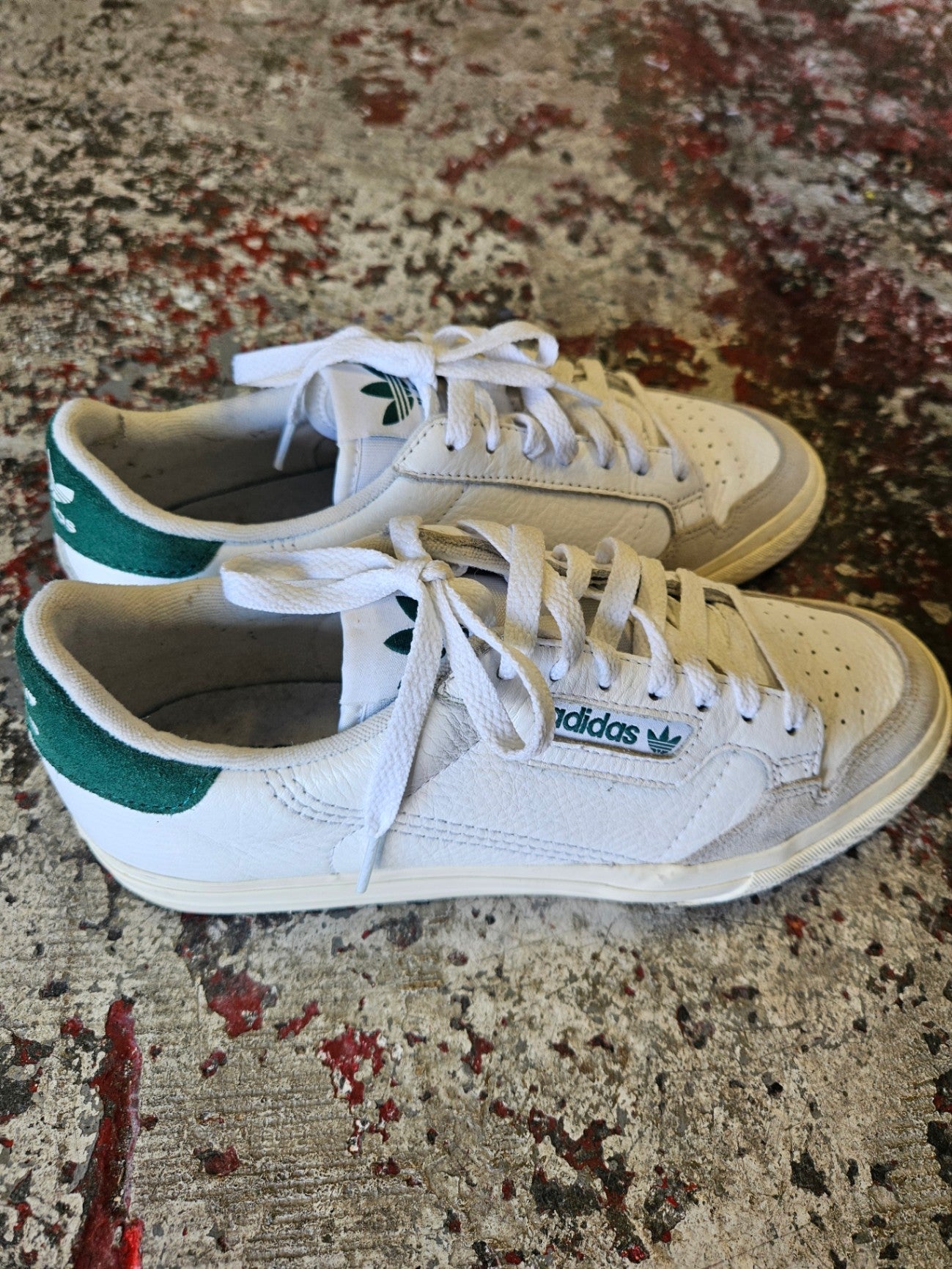 ADIDAS LEATHER SNEAKERS WHITE GREEN SIZE 8US