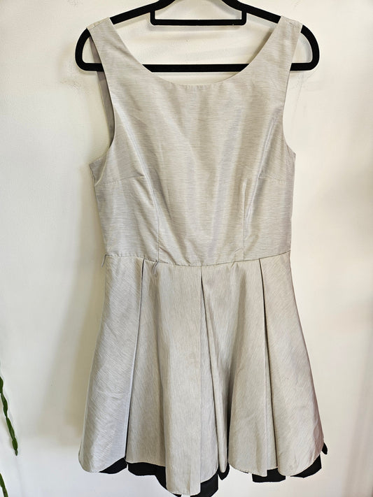 PORTMANS SATIN FORMAL MINI DRESS SILVER SIZE 12