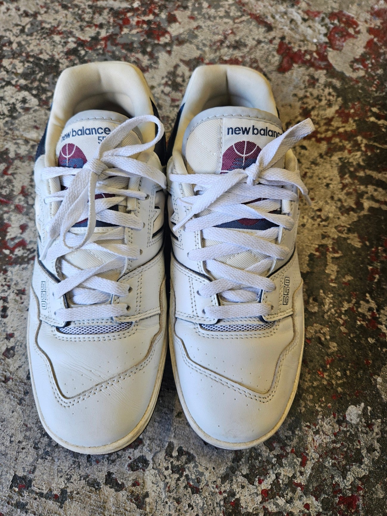 NEW BALANCE 550 LEATHER UPPER SNEAKERS WHTIE BURGUNDY NAVY SIZE 8US