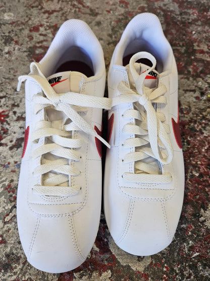 NIKE CORTEZ LEATHER SNEAKERS WHITE BURGUNDY PINK SIZE 10US