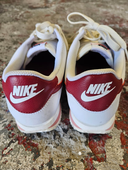 NIKE CORTEZ LEATHER SNEAKERS WHITE BURGUNDY PINK SIZE 10US