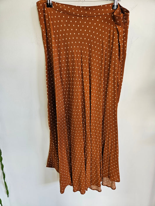 H&M VISCOSE BLEND SKIRT BROWN SPOT SIZE 18