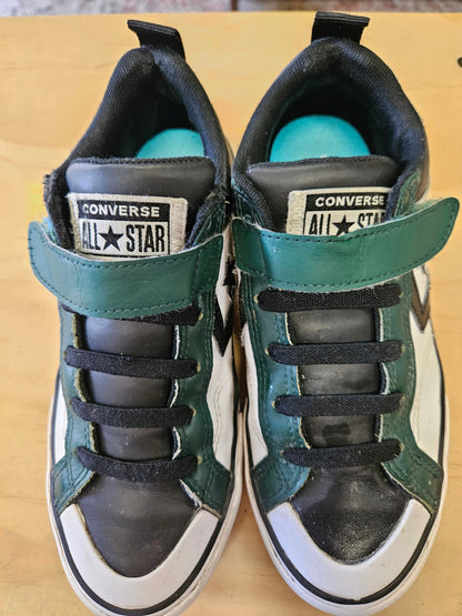 CONVERSE LEATHER SHOES BLACK WHITE GREEN SIZE 3US